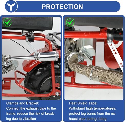 YOXUFA 212cc Mini Bike Exhaust Header Muffler Replacement for Predator 212cc 224cc 196cc Coleman CT200U CT200U-EX BT200X Baja Warrior MB200 Motvox GX160 GX200 6.5hp Engine Go Kart Minibike Pipe Parts in Kuwait