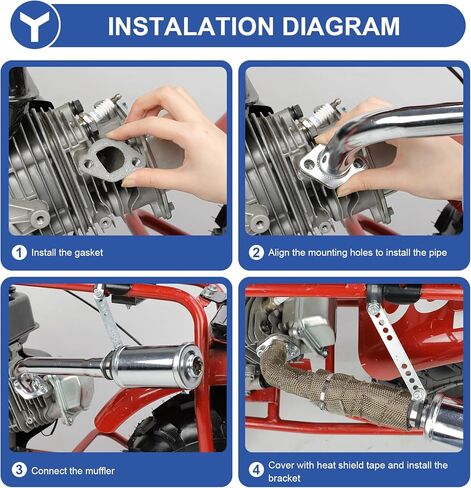 YOXUFA 212cc Mini Bike Exhaust Header Muffler Replacement for Predator 212cc 224cc 196cc Coleman CT200U CT200U-EX BT200X Baja Warrior MB200 Motvox GX160 GX200 6.5hp Engine Go Kart Minibike Pipe Parts in Kuwait