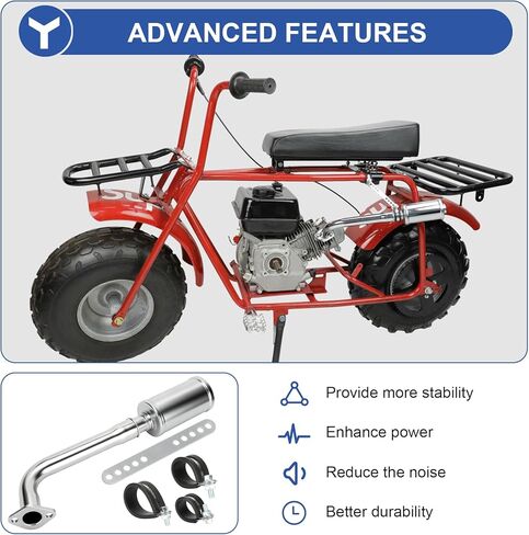 YOXUFA 212cc Mini Bike Exhaust Header Muffler Replacement for Predator 212cc 224cc 196cc Coleman CT200U CT200U-EX BT200X Baja Warrior MB200 Motvox GX160 GX200 6.5hp Engine Go Kart Minibike Pipe Parts in Kuwait