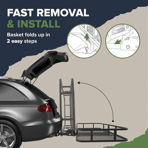 ARKSEN 60" x 23" x 5.5" Folding Hitch Cargo Carrier Basket, 500 Lbs Heavy Duty Rear Trailer Hitch Cargo Rack Fits 2" Receiver for SUV, Truck & Van, Ideal for Camping & Travel in Kuwait