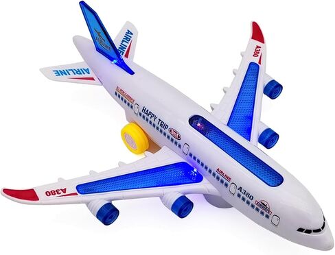 Tipmant Baby Toddler Electric Airplane Vehicle Car Toy Electronic Plane Aircraft, Automatic Driving, Music, Flash Light Kids Birthday Gifts in Kuwait