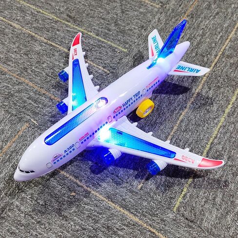 Tipmant Baby Toddler Electric Airplane Vehicle Car Toy Electronic Plane Aircraft, Automatic Driving, Music, Flash Light Kids Birthday Gifts in Kuwait