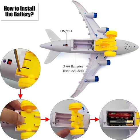 Tipmant Baby Toddler Electric Airplane Vehicle Car Toy Electronic Plane Aircraft, Automatic Driving, Music, Flash Light Kids Birthday Gifts in Kuwait