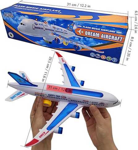 Tipmant Baby Toddler Electric Airplane Vehicle Car Toy Electronic Plane Aircraft, Automatic Driving, Music, Flash Light Kids Birthday Gifts in Kuwait