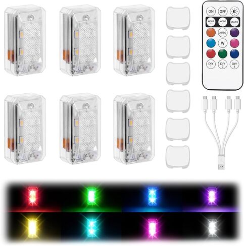 Upgraded 500mAh Wireless LED Strobe Lights with Remote,8-Color Waterproof Rechargeable Emergency Lights with 11 High-Brightness LEDs for Cars (6PCS) in Kuwait