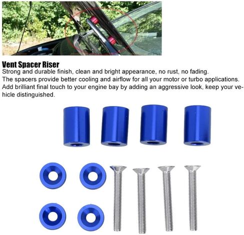 Aramox Hood Spacer Riser, Car Aluminum Alloy Engine Hood Ventilation Spacer Riser Fit for 6mm Motor (Blue) in Kuwait