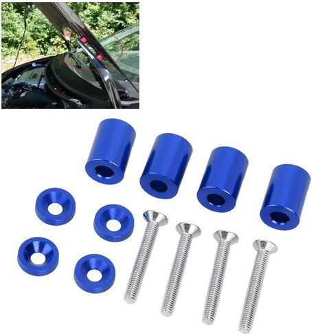 Aramox Hood Spacer Riser, Car Aluminum Alloy Engine Hood Ventilation Spacer Riser Fit for 6mm Motor (Blue) in Kuwait