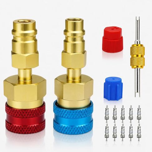 R1234yf Adapter & 1234yf Refrigerant Recharge Kit – R1234yf to R134a Adapter with Valve Core Removal Tool, AC Pro Recharge Kit R134a Compatible, 1234yf Adapter for Auto Air Conditioning Evacuation in Kuwait