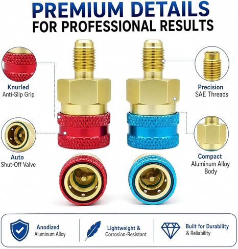 R1234yf Adapter & 1234yf Refrigerant Recharge Kit – R1234yf to R134a Adapter with Valve Core Removal Tool, AC Pro Recharge Kit R134a Compatible, 1234yf Adapter for Auto Air Conditioning Evacuation in Kuwait