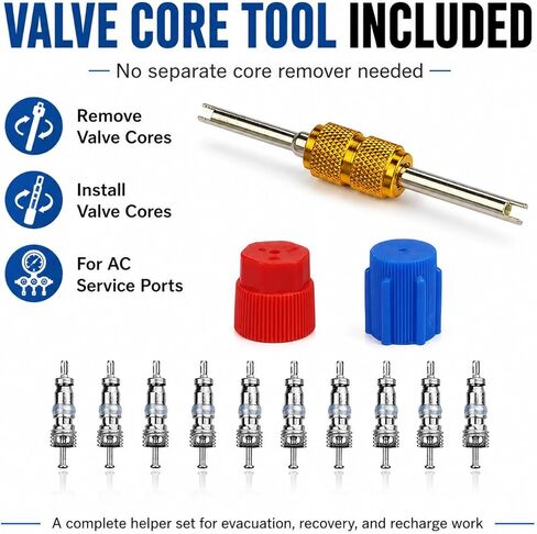 R1234yf Adapter & 1234yf Refrigerant Recharge Kit – R1234yf to R134a Adapter with Valve Core Removal Tool, AC Pro Recharge Kit R134a Compatible, 1234yf Adapter for Auto Air Conditioning Evacuation in Kuwait