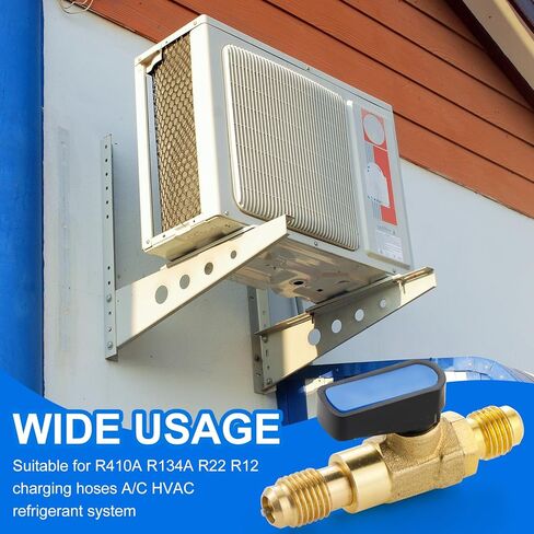 1/4 SAE ذكر صمام التحكم HVAC صمام الكرة لمكيف الهواء، 1/4 SAE محول خيط ذكر لـ R410A R134A R12 R22 AC خراطيم شحن المبردات المبردات إيقاف الكرة Adaper in Kuwait