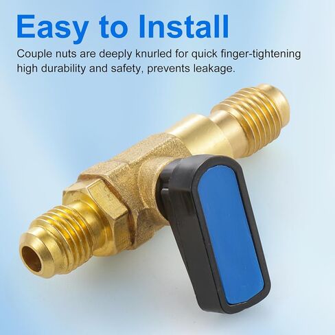 1/4 SAE ذكر صمام التحكم HVAC صمام الكرة لمكيف الهواء، 1/4 SAE محول خيط ذكر لـ R410A R134A R12 R22 AC خراطيم شحن المبردات المبردات إيقاف الكرة Adaper in Kuwait