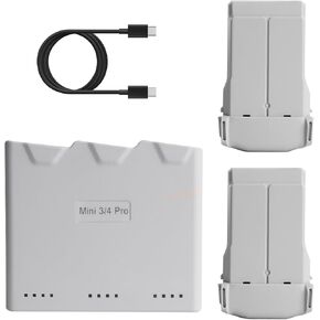 Fly More Kit Plus for DJI Mini 4 Pro/Mini 3 Series, Includes Two 3850mAh Intelligent Flight Batteries Plus and Two-Way Charging Hub, Up to 31 mins of Battery Life in Saudi Arabia
