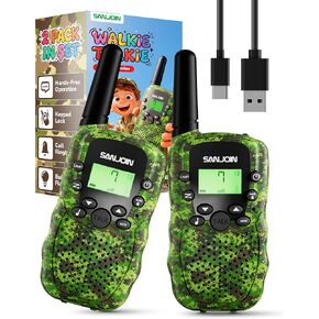 SANJOIN Rechargeable Walkie Talkies 2 Pack for Kids, Toys for 3-12 Years Old Boys Girls, Camo Walkie Talkie 3 Miles Range for Camping, Outdoor, Birthday Gifts for 4 5 6 7 8 9 10 11 12 Year Old in Saudi Arabia