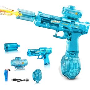 YRIOWMI Electric Water Gun,Full Automatic Electric Squirt Gun 28-32 FT Range Water Pistol Blaster Soaker,Water Playing Toys for Outdoor Yard Beach Pool (Blue+Black) in Saudi Arabia
