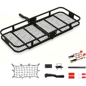 59.9" x 24" x 6" Folding Hitch Mount Cargo Carrier, 500 lbs Capacity Hitch Cargo Rack with Waterproof Bag, Net, Straps, Fits 2" Hitch Receiver for SUVs, Pickups, Off-Road Vehicles & Vans in Kuwait