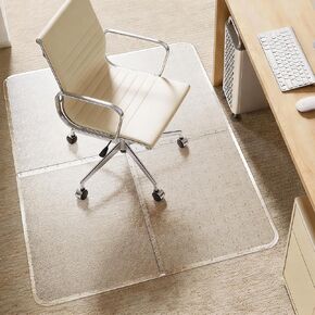 Office Chair Mat for Flat-Pile Carpet - 4-Piece Interlocking Desk Rug with Gripping Spikes & Beveled Edges, Clear PET Non-Slip Floor Mat for Gaming & Work in Kuwait