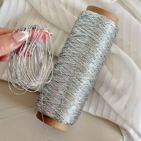 1mm Multicolored Laser Metal Braided Rope Crochet Thread Christmas Decoration Silver Metal Wire Thread 100g per roll in Kuwait