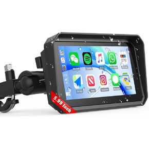 5.99" Portable Motorcycle Carplay GPS for Apple Carplay & Android Auto, Touchscreen with Dual Cam, Looping Recording/Bluetooth 4.0/Remote Control/IP67 Waterproof/Quick-Release Magnetic Bracket in Kuwait