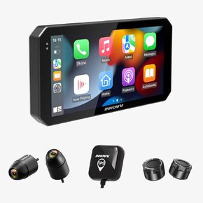INNOVV N2 Motorcycle CarPlay & Android Auto، شاشة ملاحة GPS تعمل باللمس مقاس 6 بوصات، كاميرا أمامية وخلفية 2K+2K، مقاومة للماء IP67، وضع ركن السيارة على مدار 24 ساعة، تحديث OTA، مع مراقبة ضغط الإطارات in Kuwait