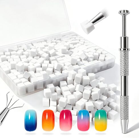 200PCS Soft Nail Sponges with 1PCS Grabbing Pen for Ombre and Aura, Reusable Soft Nail Sponge,Professional Nail Art Tools Accessories Supplies for Home Use and Salons,Manicure DIY Tools in Kuwait