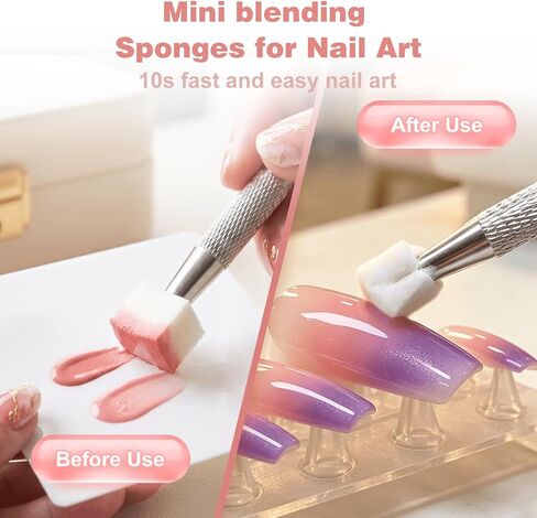 200PCS Soft Nail Sponges with 1PCS Grabbing Pen for Ombre and Aura, Reusable Soft Nail Sponge,Professional Nail Art Tools Accessories Supplies for Home Use and Salons,Manicure DIY Tools in Kuwait