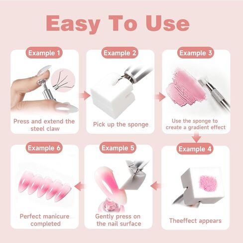200PCS Soft Nail Sponges with 1PCS Grabbing Pen for Ombre and Aura, Reusable Soft Nail Sponge,Professional Nail Art Tools Accessories Supplies for Home Use and Salons,Manicure DIY Tools in Kuwait