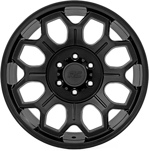 Rough Country 77 Series One-Piece Aluminum Wheel - 20x9, 6x5.5" Bolt Pattern, 0mm Offset, Semi-Gloss Black in Kuwait