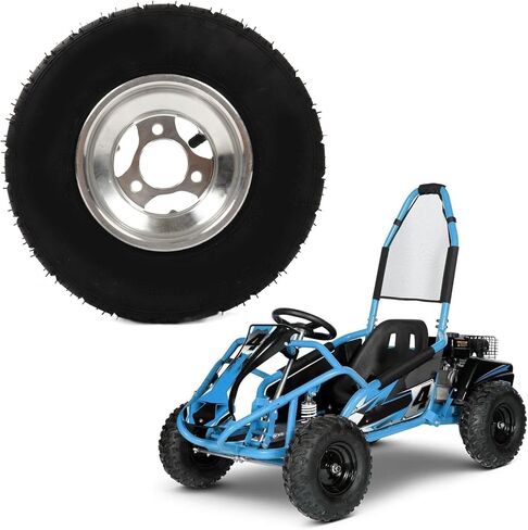 Cryfokt 10x4.505 Go Kart Tire, Rubber Aluminum Wheel with Hub, Explosionproof Antislip, Superior Traction, for ATV UTV Agricultural Vehicle Lawn Mower in Kuwait