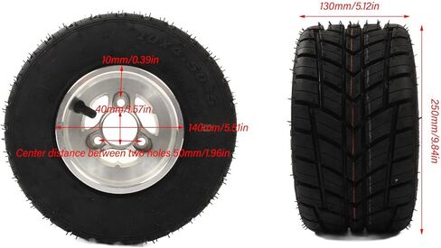 Cryfokt 10x4.505 Go Kart Tire, Rubber Aluminum Wheel with Hub, Explosionproof Antislip, Superior Traction, for ATV UTV Agricultural Vehicle Lawn Mower in Kuwait