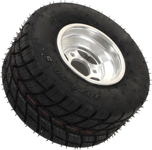 Cryfokt 10x4.505 Go Kart Tire, Rubber Aluminum Wheel with Hub, Explosionproof Antislip, Superior Traction, for ATV UTV Agricultural Vehicle Lawn Mower in Kuwait