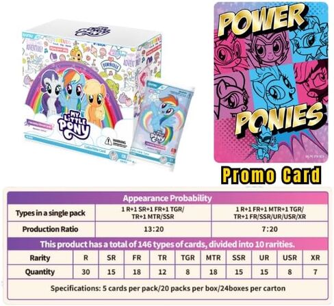 KAYOU My Little Pony Friendship Eternal Cards, Rainbow Edition English Series 1, Display Box, 20 Packs, 146 Cards, 10 Rarity Levels in Kuwait