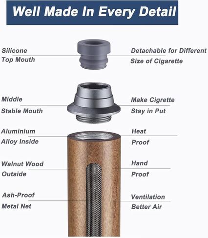 Ashless Cigarette Holder, Suitable for Handheld Ashtrays in Cars, with Stainless Steel Interior,easy To Use (Brown) in Kuwait