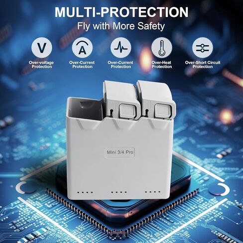 Fly More Kit Plus for DJI Mini 4 Pro/Mini 3 Series, Includes Two 3850mAh Intelligent Flight Batteries Plus and Two-Way Charging Hub, Up to 31 mins of Battery Life in Kuwait