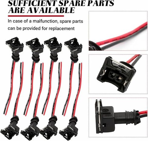 8PCS Automobile Fuel Injector Connector with Extended Pigtail Wiring Harness, Standard Specification Injector Socket, Copper Core Plug, Universal Automotive Plug Wiring Harness in Kuwait
