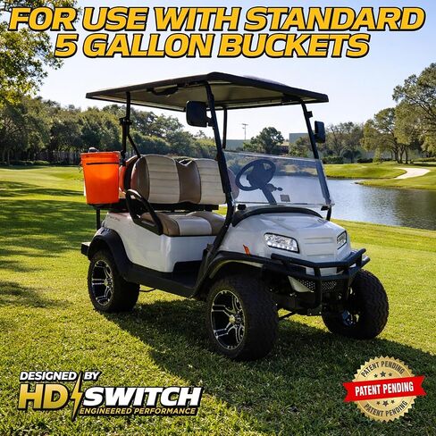 Retractable Bucket Holder, 6-Way-Mount Clamp-On No-Drill, for Toro Exmark Kubota Bobcat Ferris Gravely Snapper Simplicity Land Pride Commercial Zero Turn Lawn Mowers Tractors, fits Standard 5 Gallon in Kuwait