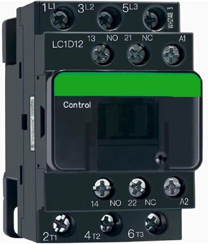 LC1D Series 3-Pole AC Contactor, 3 Phase, 1NO 1NC Auxiliary Contacts, Coil Voltage 24V to 380V, 50/60Hz, Rail Mounted (LC1D09 24V) in Saudi Arabia