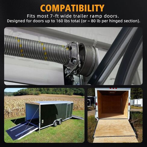 TSAP780 Ramp Door Spring Kit with Winding Bars for 7' Wide Cargo Trailer - 80 lb Torsion Spring Repair Assembly Replacement Rear Ramp Door Assist System for Cargo Enclosed Trailers in Kuwait