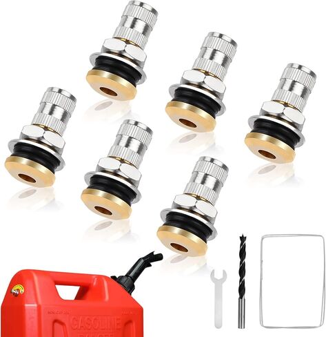Gas Can Vent Caps | 6 Pack Fuel Gas Tank Vent Caps | Metal Gas Can Replacement Vent Plug | Leak-Proof Gas Jug Vent Caps| Tank Exhaust Caps for Faster Flow in Kuwait