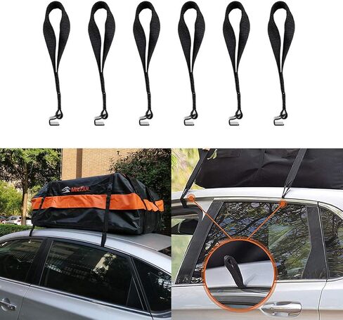 MeeFar 6pcs Cargo Carrier Door Hooks Tie Down Flat Hook Straps for Strapping Down Any Car Top Luggage No Straps Inside Car in Kuwait
