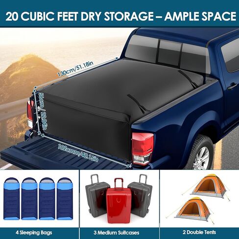 Truck Bed Cargo Bag, 26 Cubic Feet Waterproof Truck Bed Storage with 6 Tie Down Straps, Car Waterproof Cargo Carrier Bag for Pickup Truck Travel in Kuwait