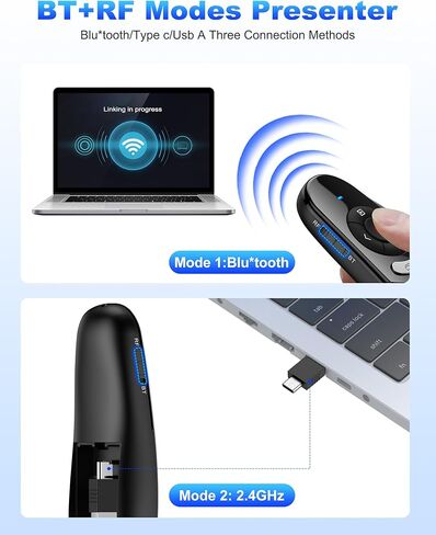 Presentation Clicker Compatible with Bluetooth 5.1 & RF 2.4GHz Dual Modes Long Range Wireless Presenter Clicker Remote Powerpoint Clicker Slide Clicker for Office Classroom Teacher Powered by AAA in Kuwait