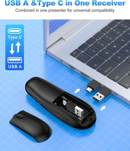 Presentation Clicker Compatible with Bluetooth 5.1 & RF 2.4GHz Dual Modes Long Range Wireless Presenter Clicker Remote Powerpoint Clicker Slide Clicker for Office Classroom Teacher Powered by AAA in Kuwait