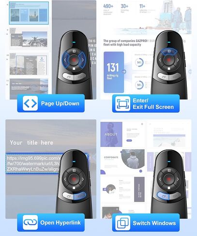 Presentation Clicker Compatible with Bluetooth 5.1 & RF 2.4GHz Dual Modes Long Range Wireless Presenter Clicker Remote Powerpoint Clicker Slide Clicker for Office Classroom Teacher Powered by AAA in Kuwait