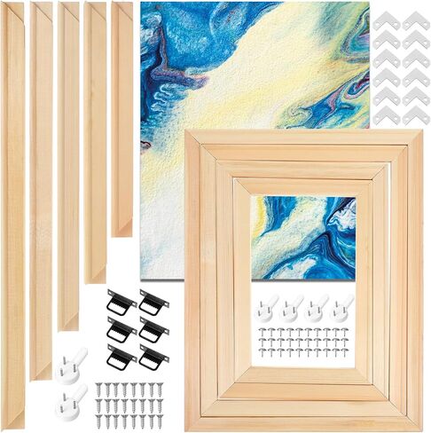 Yuanan 8 Sets Wood DIY Canvas Stretcher Bars, 4 Sizes Canvas Frame Easy to Assemble Sturdy Stretchers Frame for Arts, Oil Paintings, Paint by Numbers,Posters-7.87/9.84/11.8/13.77/15.7inch in Kuwait