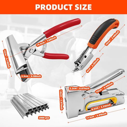 1 Set Canvas Stretching Pliers, Made of Sturdy Stainless Steel for Oil Painting Applications, Equipped with 1 Pcs Nail Puller and 1 Pcs Manual Stapler with 2000 Staples in Kuwait