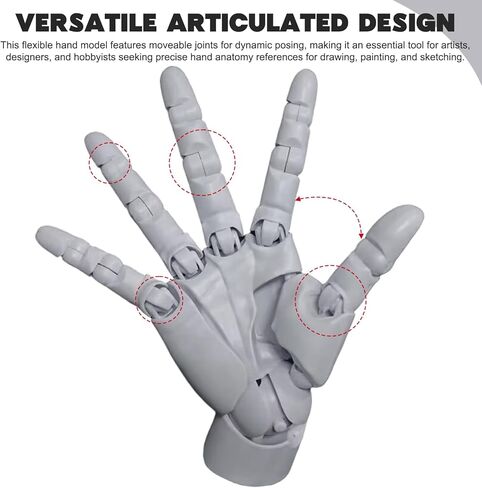 Articulated Hand Flexible Hand Model with Moveable Joint & Base DIY Friendly PVC Model for Drawing, Painting, Sketching, Grey Mannequin in Kuwait