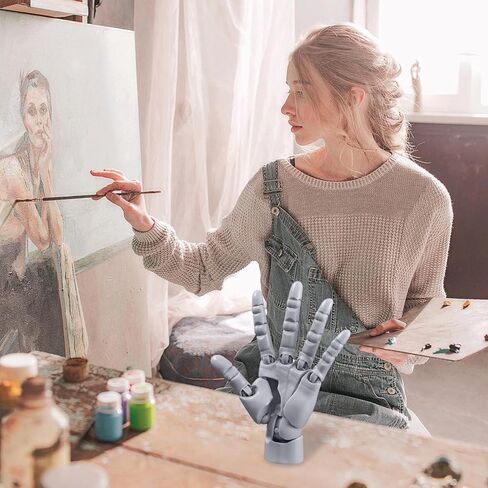 Articulated Hand Flexible Hand Model with Moveable Joint & Base DIY Friendly PVC Model for Drawing, Painting, Sketching, Grey Mannequin in Kuwait