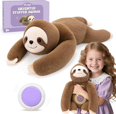 Joyreal Sloth Sensory Weighted Vibrating Pillow, Pressure Activated for Kids Adults, Plush Minky Soft Size: 11 by 21 inches Pillow Animal for Gift Birthday in Kuwait