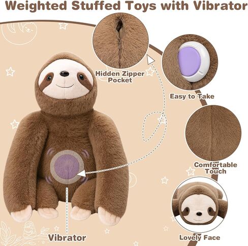 Joyreal Sloth Sensory Weighted Vibrating Pillow, Pressure Activated for Kids Adults, Plush Minky Soft Size: 11 by 21 inches Pillow Animal for Gift Birthday in Kuwait